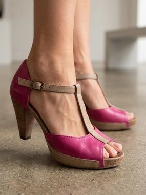 Chanii B Pink and Tan Heels
